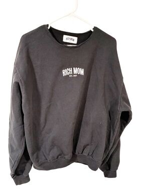 Rich Mom Gear Crewneck Martini Black Pullover Sweatshirt Size Large